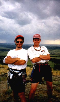 Pic of Tom and Kirk on Devil's Tower, WY